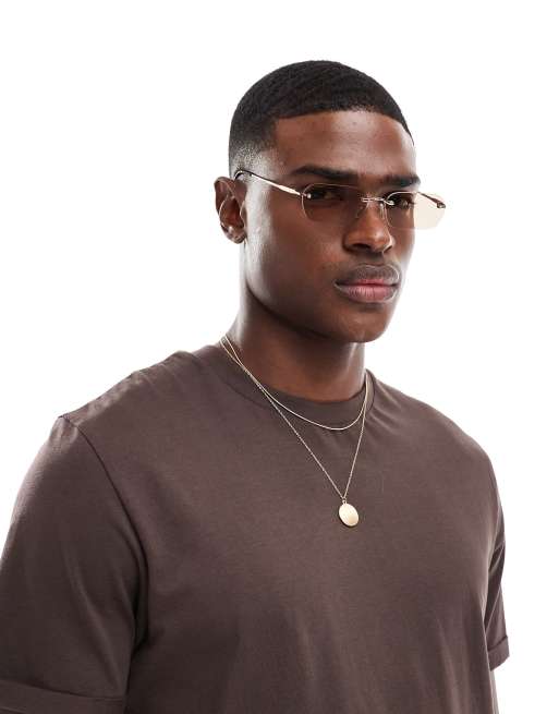 ASOS DESIGN – Okulary przeciwsłoneczne bez oprawek z brązowymi szkłami, 3 z 4