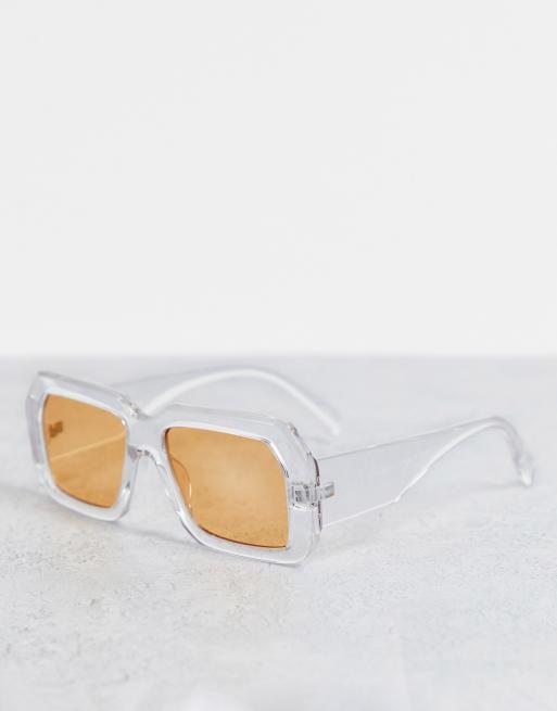 ASOS DESIGN – Okulary przeciwsłoneczne oversize w przezroczystych oprawkach z kolorowymi soczewkami w stylu retro - CLEAR