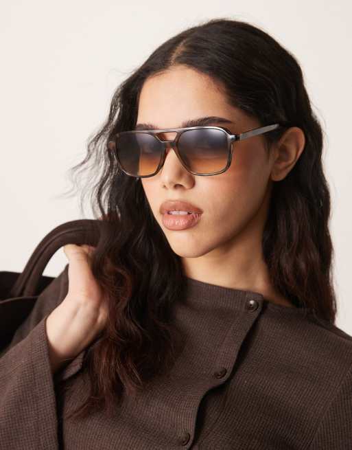 ASOS DESIGN – Okulary przeciwsłoneczne typu aviator w szylkretowych oprawkach