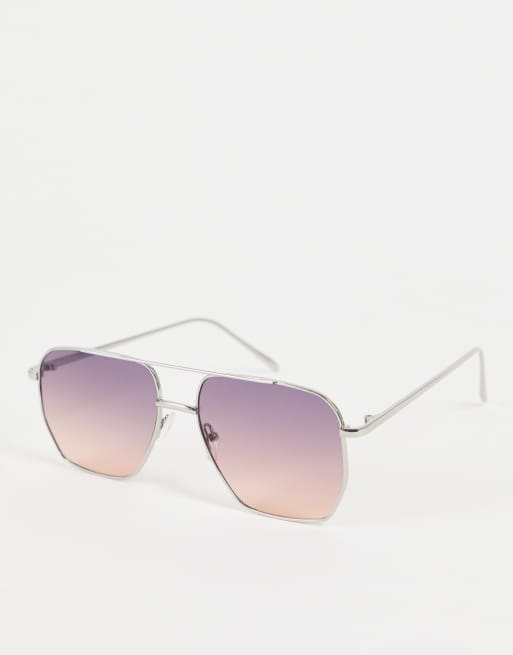 ASOS DESIGN – Okulary przeciwsłoneczne typu aviator z gradientowymi szkłami w kolorze fioletowym i jasnobrązowym