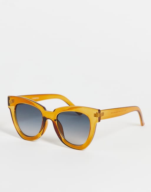 ASOS DESIGN – Okulary przeciwsłoneczne typu kocie oko z grubymi przezroczystymi oprawkami w kolorze brązowym
