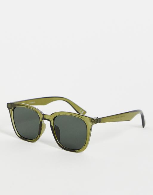 ASOS DESIGN – Okulary przeciwsłoneczne w stylu retro z zielonymi soczewkami