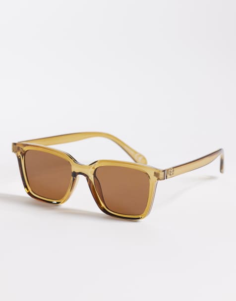 ASOS DESIGN – Okulary przeciwsłoneczne z brązowymi szkłami w kwadratowych transparentnych oprawkach w bursztynowym odcieniu - view 1