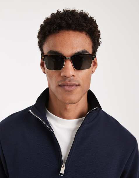 ASOS DESIGN – Okulary przeciwsłoneczne z zielonymi szkłami i metalowymi szylkretowymi oprawkami - view 1