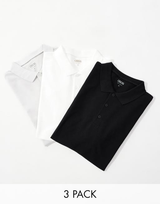 ASOS DESIGN – Olikfärgade pikétröjor, 3-pack