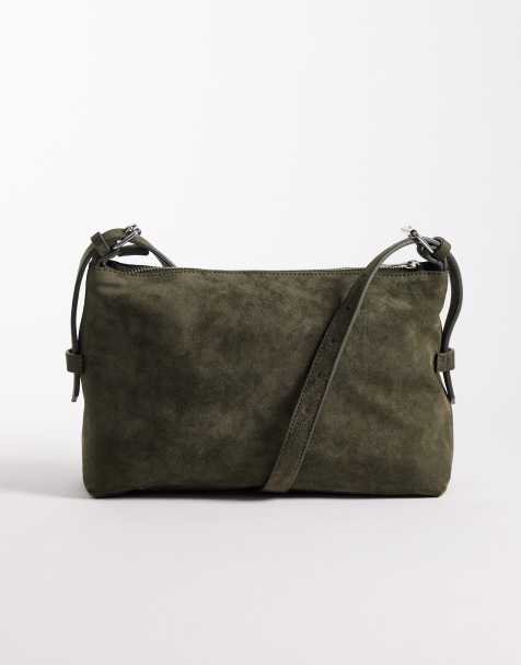ASOS DESIGN - Olivengrøn justerbar crossbody-taske i ruskind - view 1