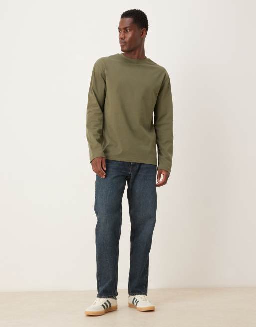 ASOS DESIGN - Olivengrøn langærmet T-shirt i kraftigt materiale med afslappet pasform, 2 af 5