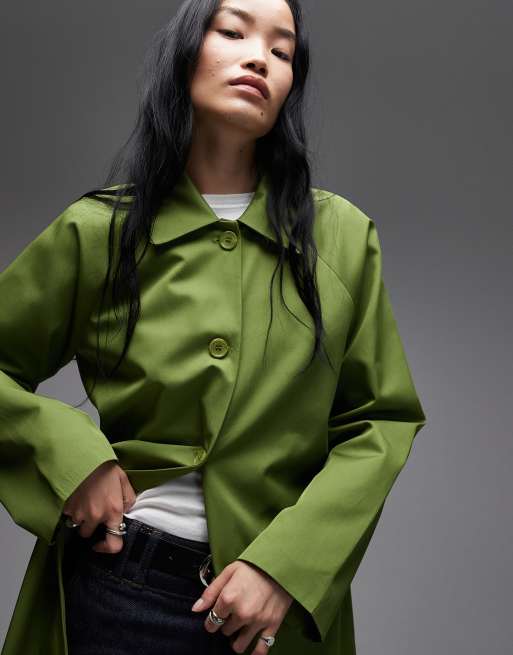 ASOS DESIGN - Olivengrøn longline-kørefrakke med raglanærmer, 2 af 4