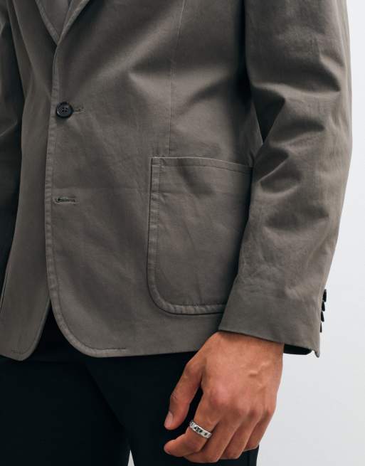 ASOS DESIGN - Olivengrøn løstsiddende blazer i bomuldstwill, 4 af 5