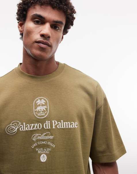 ASOS DESIGN - Olivengrøn oversized T-shirt i superkraftigt stof med firkantet pasform og tekstprint foran - view 1