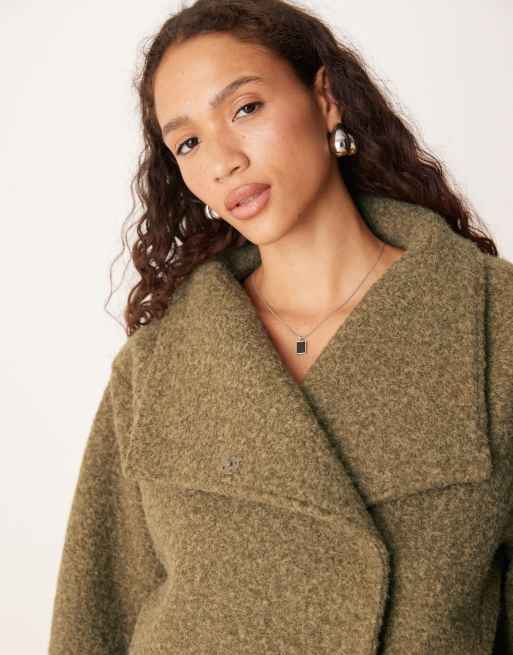 ASOS DESIGN - Olivengrøn oversized vamset bomber-jakke med ståkrave, 4 af 4