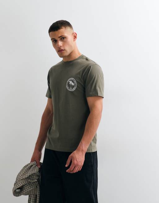 ASOS DESIGN - Olivengrøn T-shirt med palmegrafik på brystet, 3 af 5