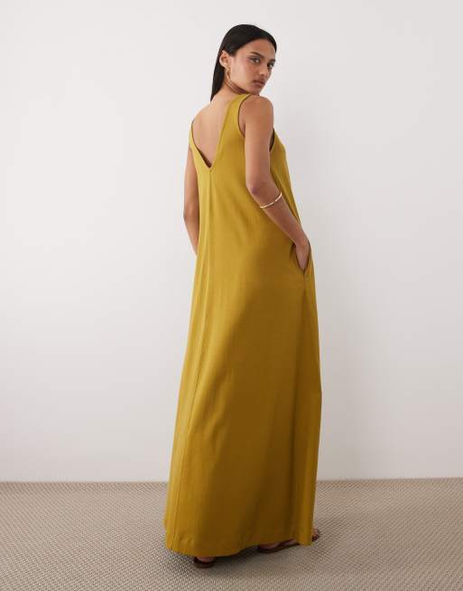 ASOS DESIGN - Olivengrøn trapez-maxikjole, 4 af 4