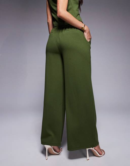 ASOS DESIGN - Olivengrønne bukser i jerseytwill med vide ben - Del af sæt, 5 af 5