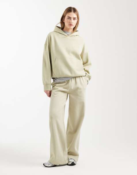 ASOS DESIGN - Olivengrønne joggingbukser med brede ben og børstet tekstur på indersiden - view 1