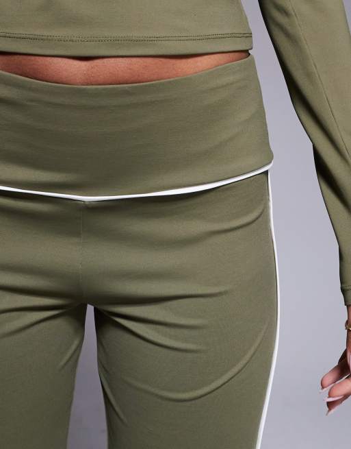 ASOS DESIGN - Olivengrønne leggings med svaj og kontraststribe - Del af sæt, 5 af 5