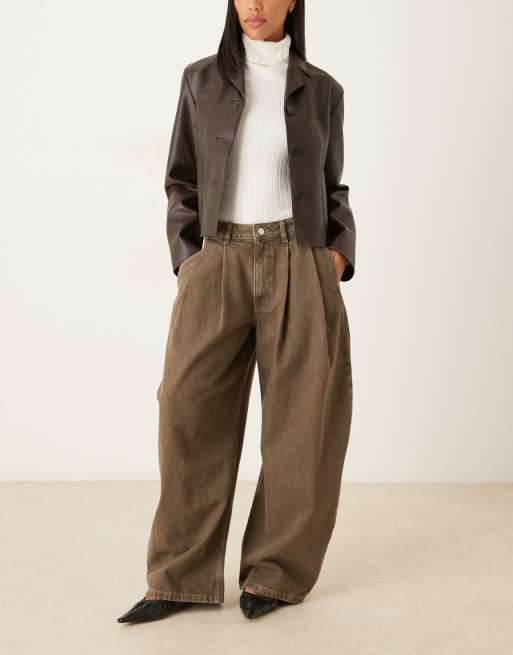 ASOS DESIGN - Olivengrønne oversized jeans med tøndeformede ben
