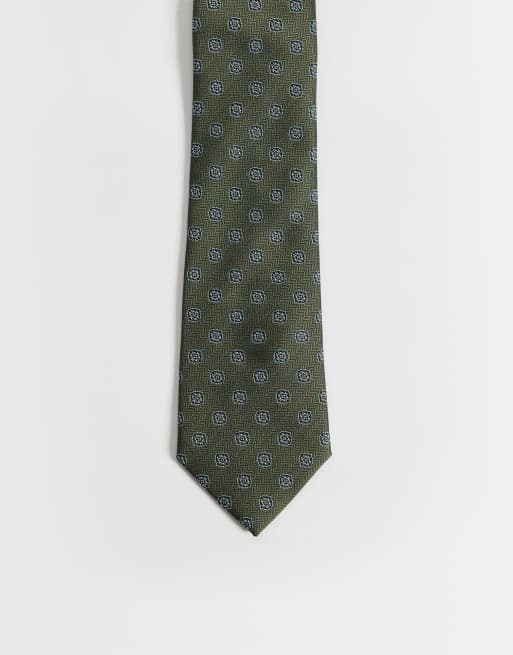 ASOS DESIGN - Olivengrønt slips med prikket print, 2 af 3