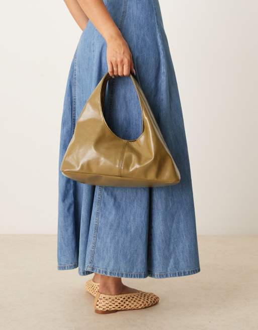 ASOS DESIGN – Olivgrön, a-linjeformad, slouchy axelväska