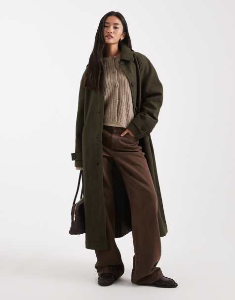 ASOS DESIGN – Olivgrön bilrock i lång modell - view 1
