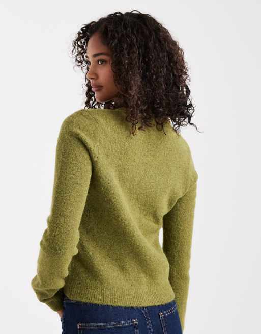 ASOS DESIGN – Olivgrön, figursydd kofta med v-ringning, 4 av 4