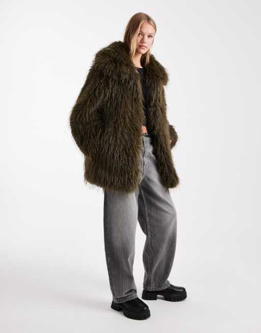ASOS DESIGN – Olivgrön fuskpälskappa, 4 av 4
