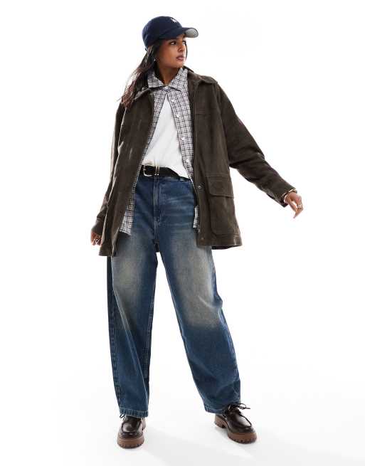 ASOS DESIGN – Olivgrön harrington-jacka i läder, 2 av 4
