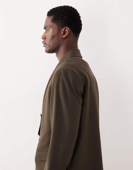 ASOS DESIGN – Olivgrön, kort kavaj med boxig passform och sjalkrage, del av kostym, 4 av 5
