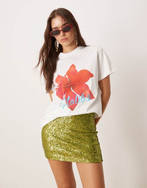 ASOS DESIGN – Olivgrön minikjol med paljetter, 4 av 5