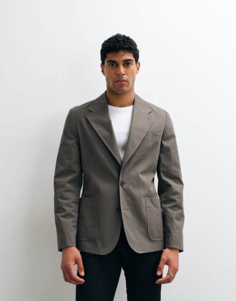 ASOS DESIGN – Olivgrön, slouchy kavaj i bomullstwill - view 1