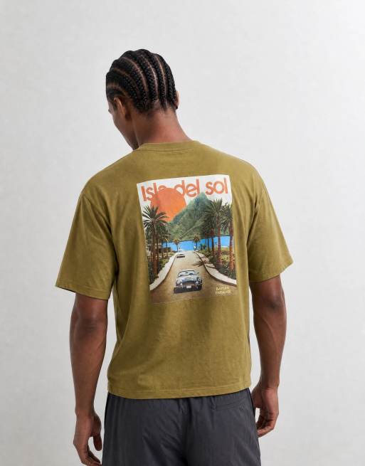 ASOS DESIGN – Olivgrön t-shirt i oversize med tryck, 4 av 5