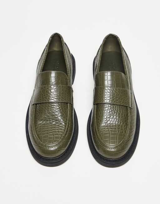 ASOS DESIGN – Olivgröna loafers med prägling, 2 av 4