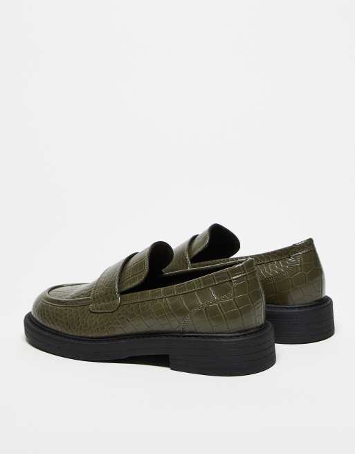 ASOS DESIGN – Olivgröna loafers med prägling, 4 av 4