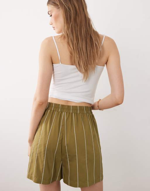 ASOS DESIGN – Olivgröna, randiga shorts med knytning, del av set , 5 av 5