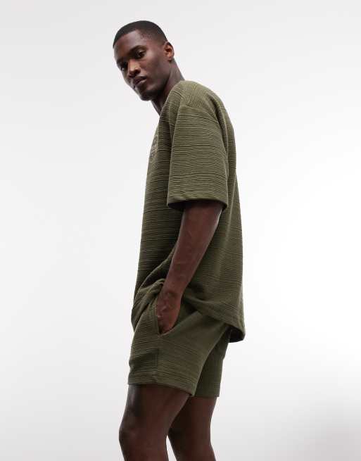 ASOS DESIGN – Olivgröna, texturerade jersey-shorts med smal passform och textur, 3 av 5