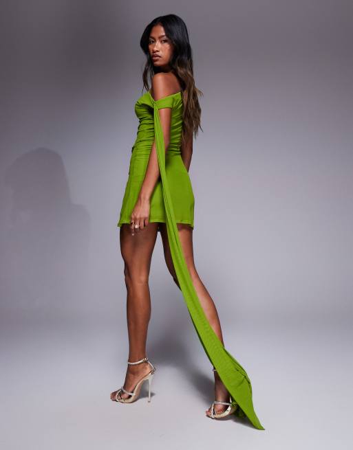 ASOS DESIGN – Oliwkowa drapowana sukienka mini z ozdobnie skręconym elementem, 4 z 4