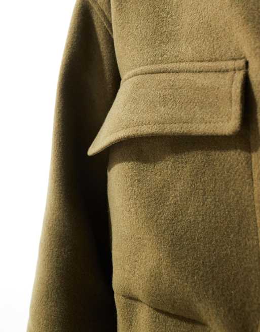 ASOS DESIGN – Oliwkowa gładka kurtka bomberka w eleganckim stylu, 3 z 4