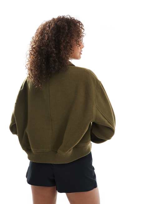 ASOS DESIGN – Oliwkowa gładka kurtka bomberka w eleganckim stylu, 4 z 4