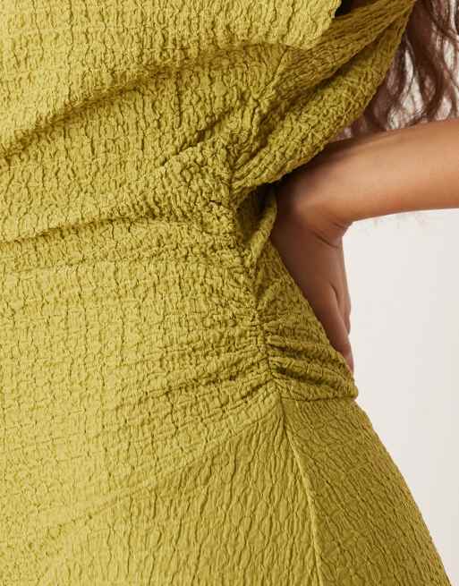 ASOS DESIGN – Oliwkowa sukienka maxi z drapowanymi rękawami, 4 z 4
