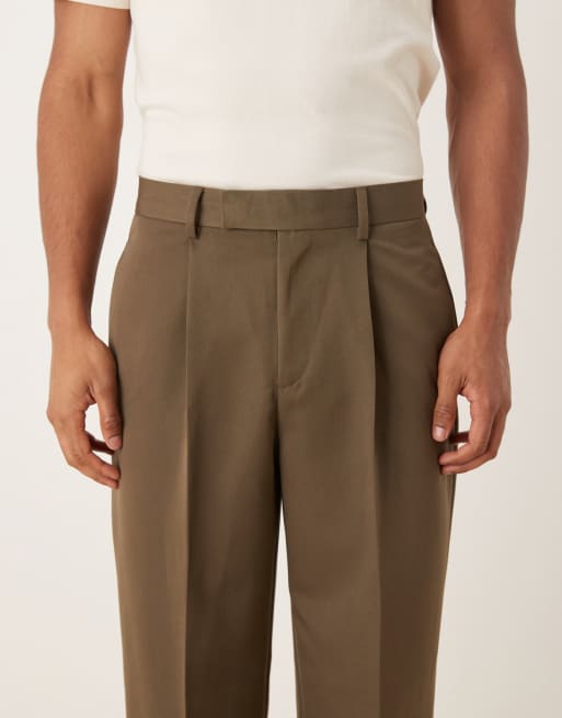 ASOS DESIGN – Oliwkowe garniturowe spodnie z szerokimi nogawkami, 4 z 5