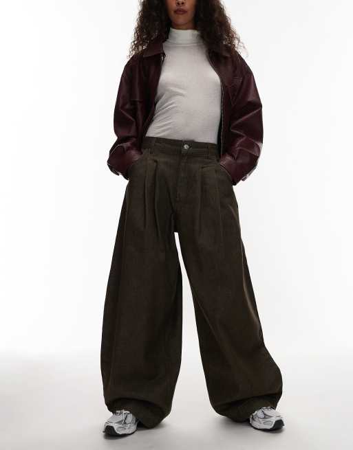 ASOS DESIGN – Oliwkowe jeansy oversize z baryłkowymi nogawkami