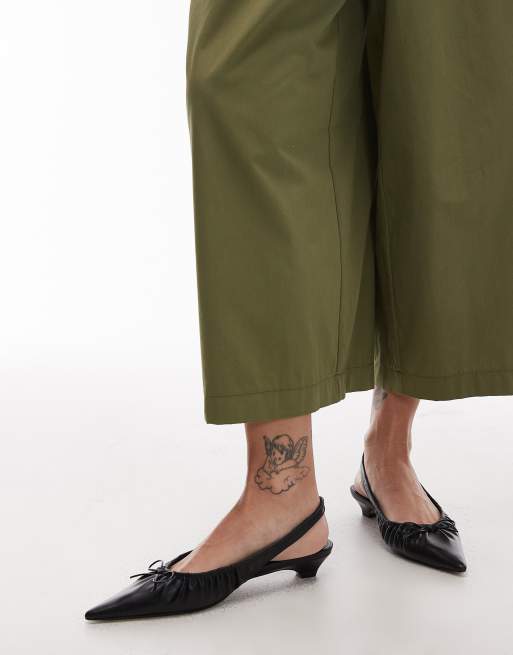 ASOS DESIGN – Oliwkowe kuloty z bawełny z bardzo szerokimi nogawkami, 4 z 5