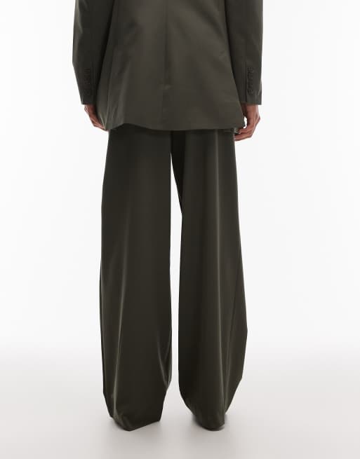 ASOS DESIGN – Oliwkowe spodnie garniturowe o męskim kroju, 4 z 5