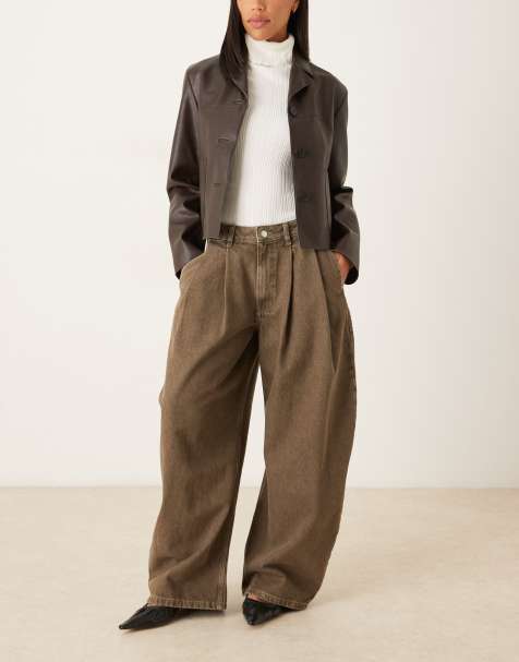 ASOS DESIGN oversized horseshoe jean in olive green