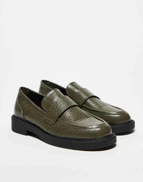 ASOS DESIGN – Oliwkowozielone loafersy z wytłoczonym wzorem - view 1