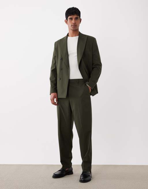 ASOS DESIGN – Oliwkowozielony luźny garnitur o zwężanym kroju, 2 z 3