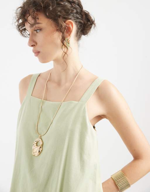 ASOS DESIGN – Oliwkowozielony dwuwarstwowy kombinezon na ramiączkach, 3 z 4