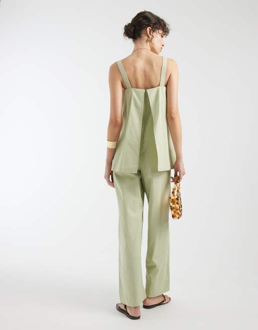 ASOS DESIGN – Oliwkowozielony dwuwarstwowy kombinezon na ramiączkach, 4 z 4