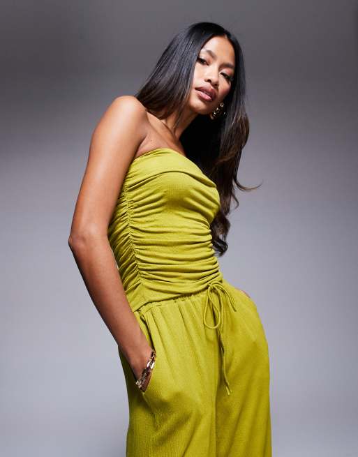ASOS DESIGN – Oliwkowy gnieciony top bandeau, część zestawu