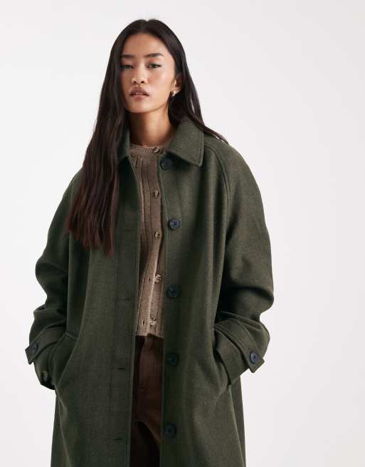 ASOS DESIGN – Oliwkowy płaszcz o wydłużonym fasonie, 2 z 4